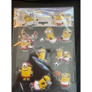 Minions Despicable Me 3D Puffy Stickers 9ct Sports Theme Soccer Basketball New
